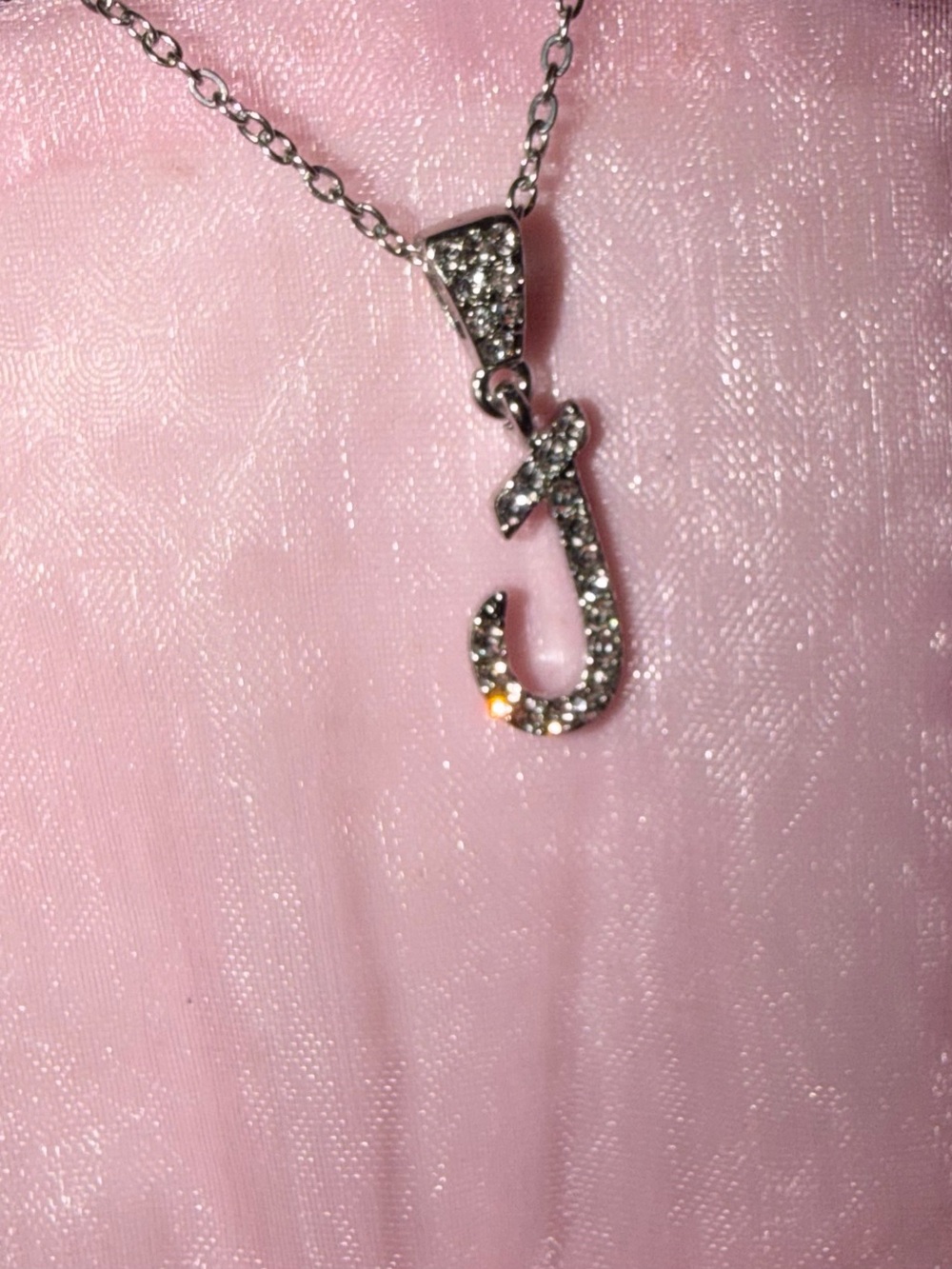 Silver Crystal Initial J Pendant Necklace - Women Jewelry